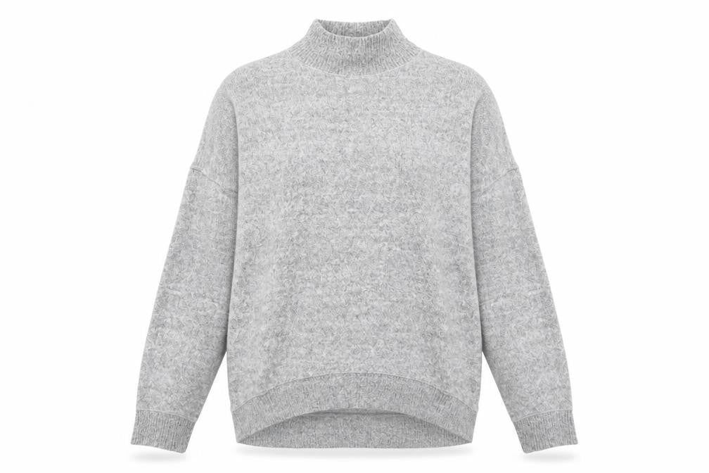 New Look Womens Grey High Neck Viscose Pullover Jumper Size M