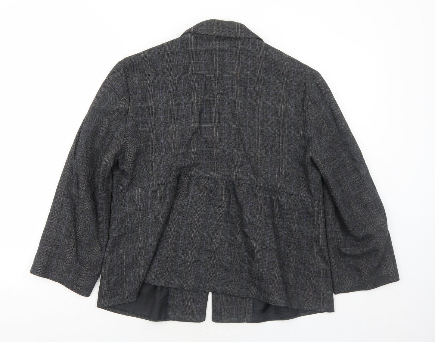 H&M Womens Grey Geometric Jacket Blazer Size 16 Button