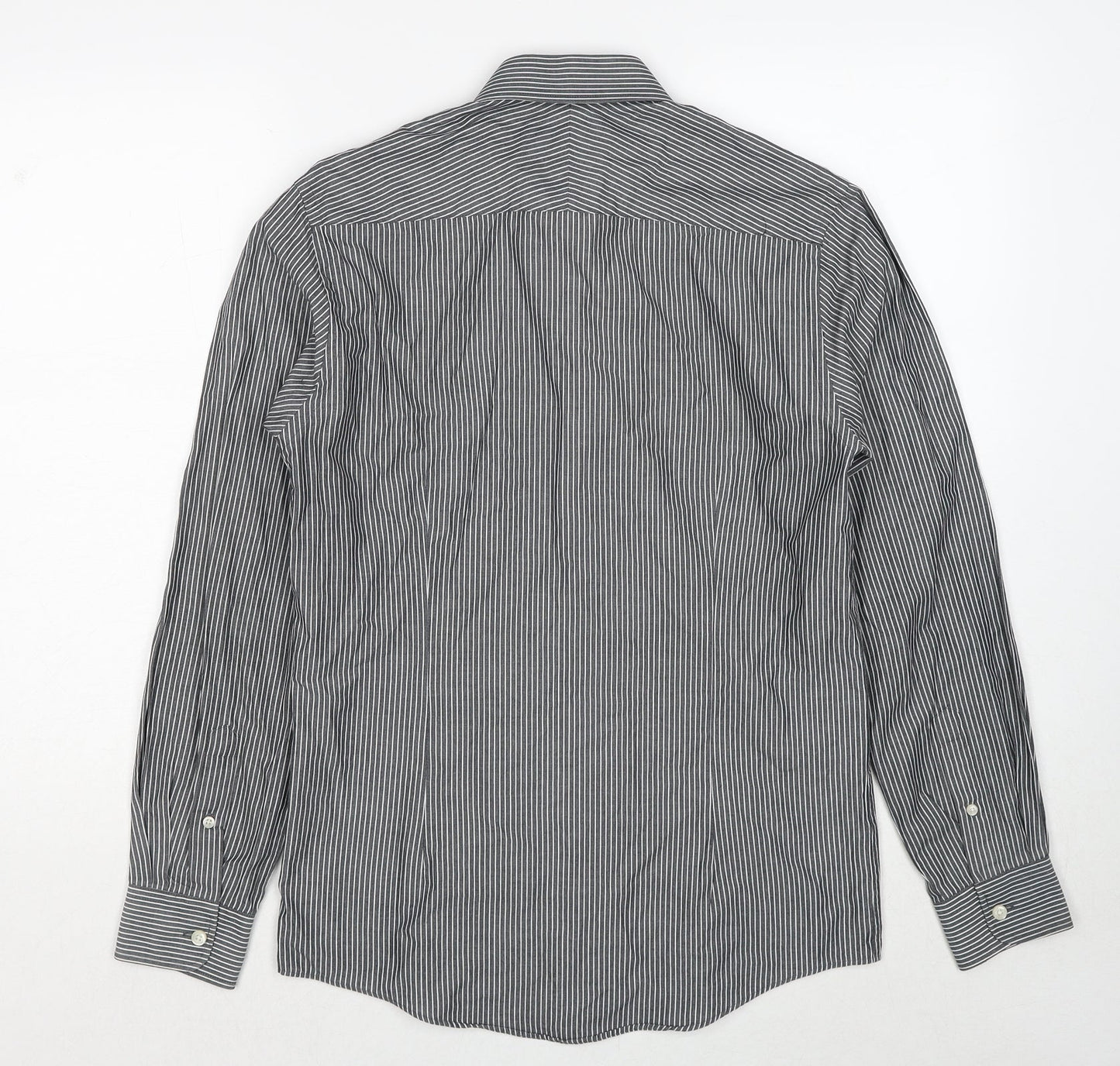 Burton Mens Grey Striped Cotton Button-Up Size S Collared Button - Collar 14½''-15''