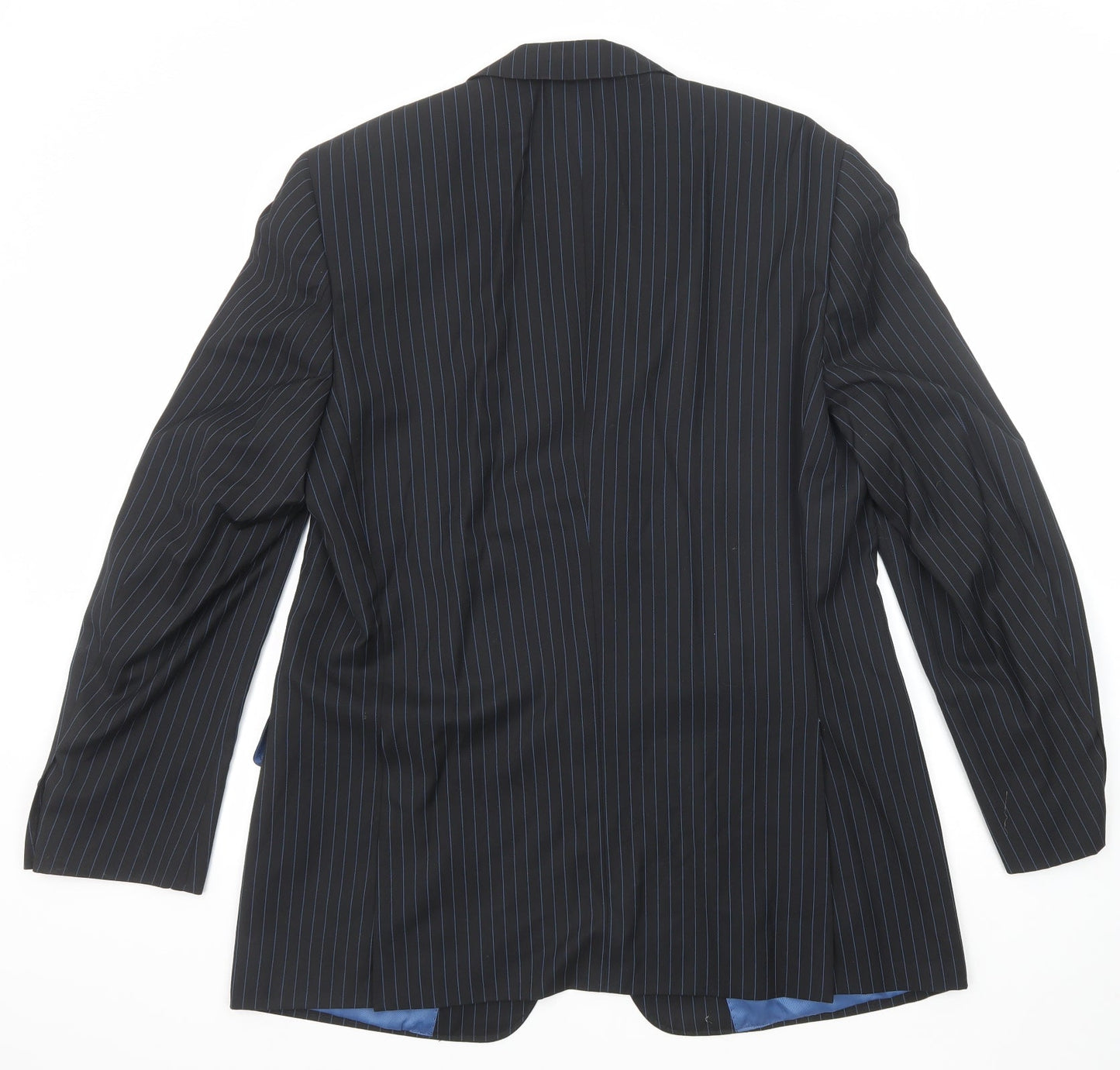 Red Herring Mens Black Striped Polyester Jacket Suit Jacket Size 40 Regular
