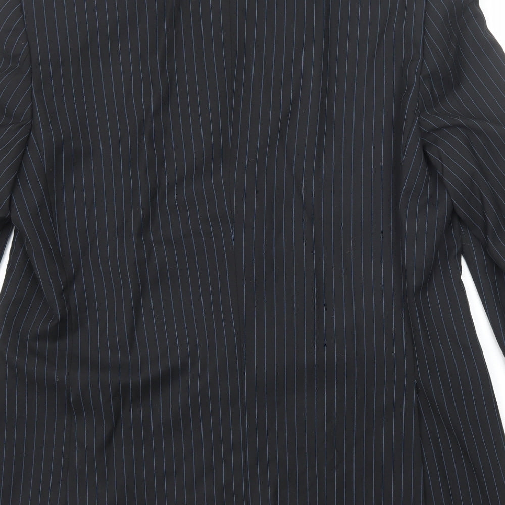 Red Herring Mens Black Striped Polyester Jacket Suit Jacket Size 40 Regular