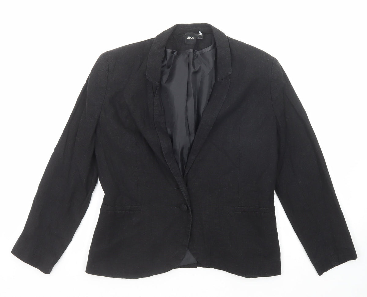 ASOS Womens Black Jacket Blazer Size 10 Button