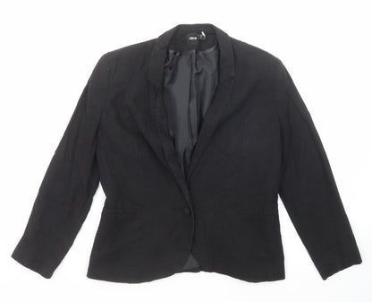 Additional front view of ASOS women’s black jacket blazer, size UK 10, button