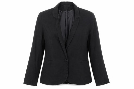 Front view of ASOS women’s black jacket blazer, size UK 10, button