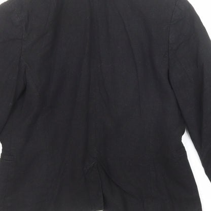 Brand and care label for ASOS women’s black jacket blazer, size UK 10, button