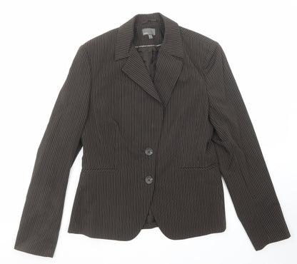 Additional front view of Mexx women’s brown striped polyester jacket suit jacket, size UK 16