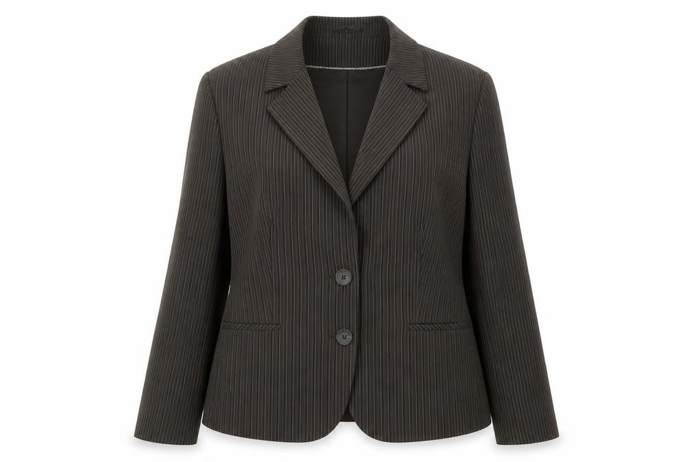 Mexx Womens Brown Striped Polyester Jacket Suit Jacket Size 16