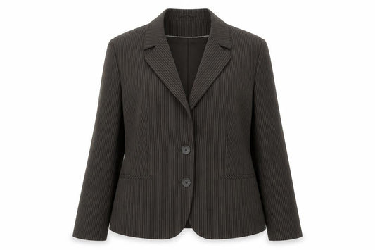 Mexx Womens Brown Striped Polyester Jacket Suit Jacket Size 16