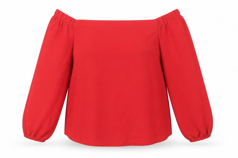 Select Womens Red Polyester Basic Blouse Size 12 Boat Neck