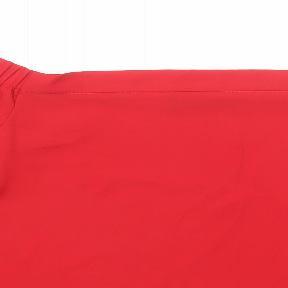 Select Womens Red Polyester Basic Blouse Size 12 Boat Neck