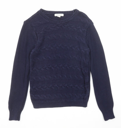 Forever 21 Womens Blue Round Neck Cotton Pullover Jumper Size M