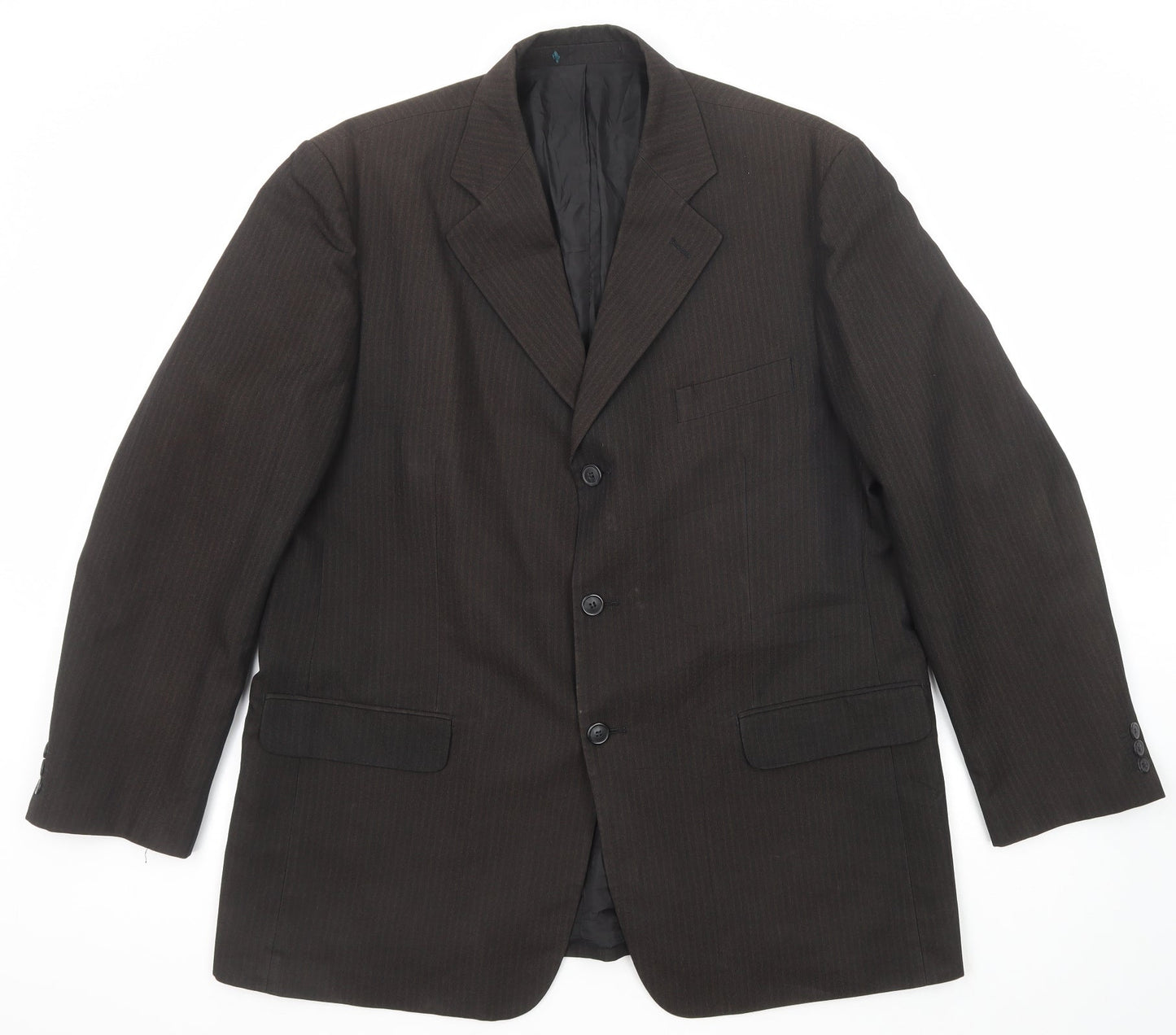 Sequel Mens Brown Striped Polyester Jacket Suit Jacket Size 46 Regular