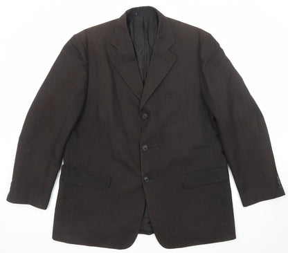 Sequel Mens Brown Striped Polyester Jacket Suit Jacket Size 46 Regular