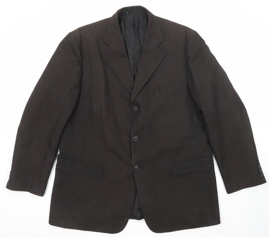 Sequel Mens Brown Striped Polyester Jacket Suit Jacket Size 46 Regular