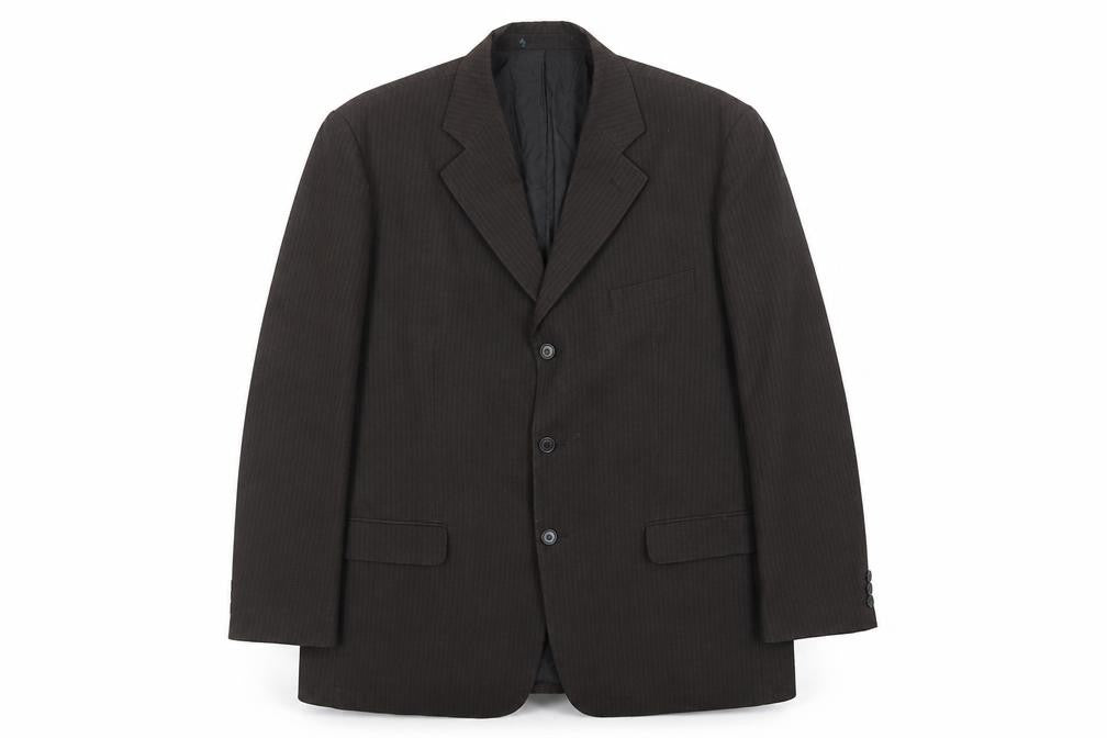 Sequel Mens Brown Striped Polyester Jacket Suit Jacket Size 46 Regular