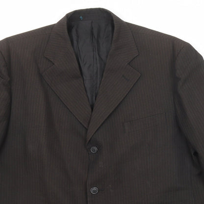 Sequel Mens Brown Striped Polyester Jacket Suit Jacket Size 46 Regular