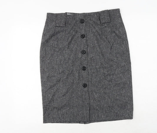 Bohemios Womens Grey Polyester A-Line Skirt Size 14 Zip