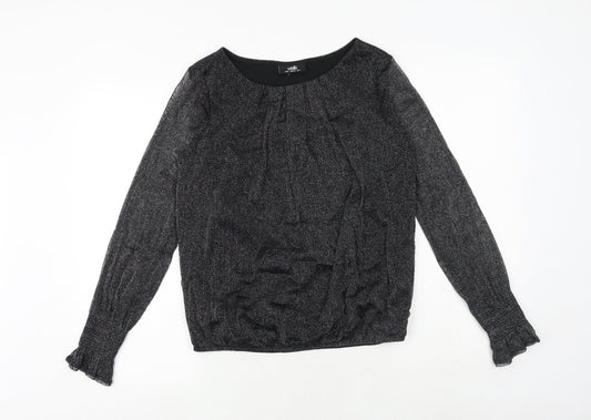 Wallis Womens Grey Polyester Basic Blouse Size 8 Round Neck