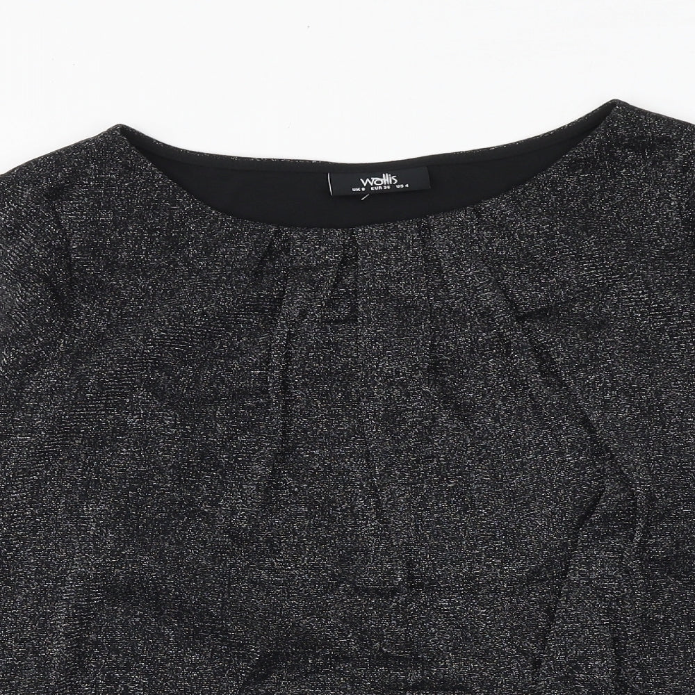 Wallis Womens Grey Polyester Basic Blouse Size 8 Round Neck