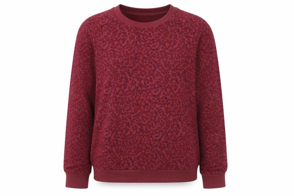 Damart Womens Red Geometric Cotton Pullover Sweatshirt Size 10 Pullover - Size 10-12