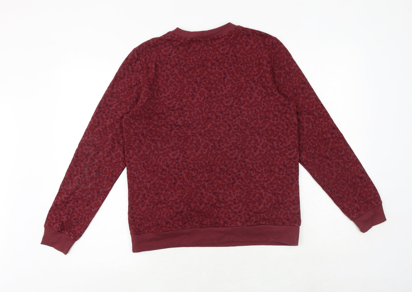 Damart Womens Red Geometric Cotton Pullover Sweatshirt Size 10 Pullover - Size 10-12