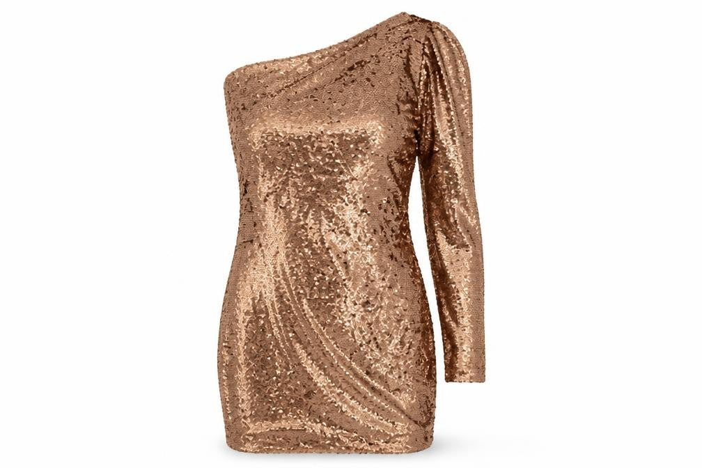 Glamorous Womens Brown Polyester Bodycon Size 10 One Shoulder Zip