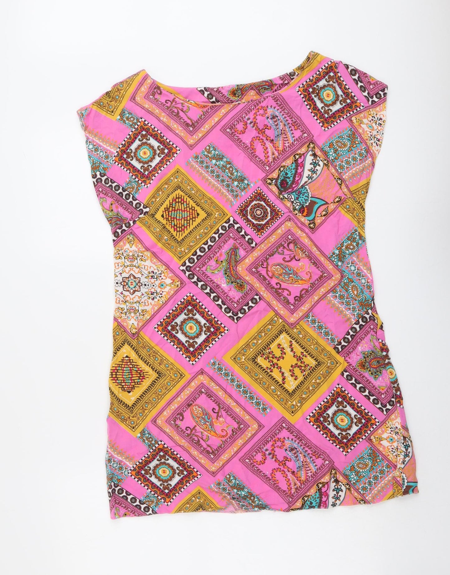 New Look Womens Multicoloured Geometric Viscose Mini Size 14 Round Neck Pullover