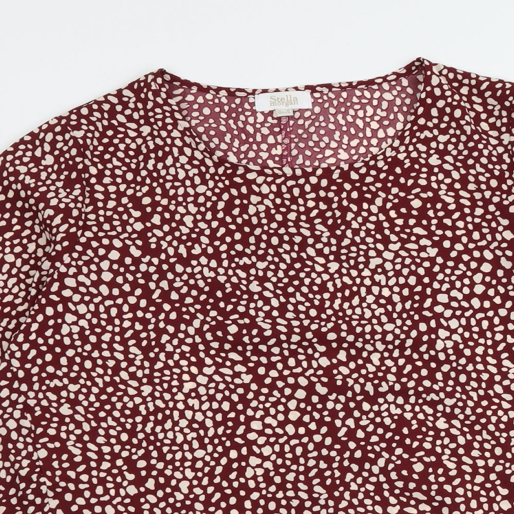 Stella Morgan Womens Purple Geometric Polyester Basic Blouse Size 10 Round Neck