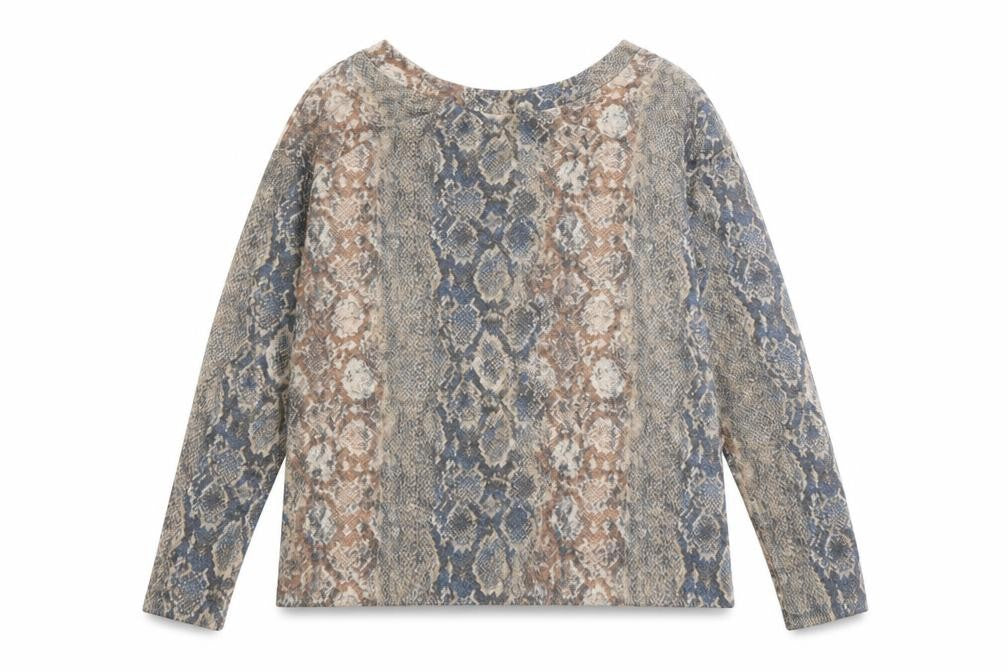 NEXT Womens Beige Round Neck Animal Print Polyester Pullover Jumper Size 14 - Snakeskin Pattern