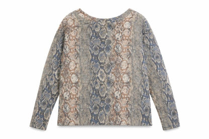 Next Womens Beige Round Neck Animal Print Polyester Pullover Jumper Size 14 - Snakeskin Pattern