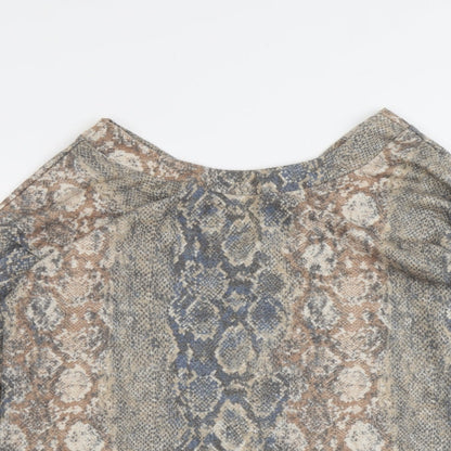 Next Womens Beige Round Neck Animal Print Polyester Pullover Jumper Size 14 - Snakeskin Pattern
