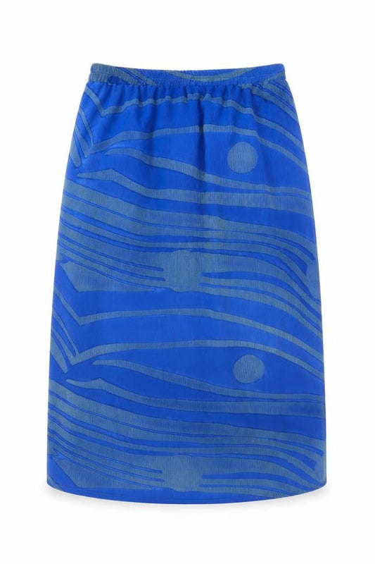 Doris Streich Womens Blue Geometric Polyester A-Line Skirt Size 16
