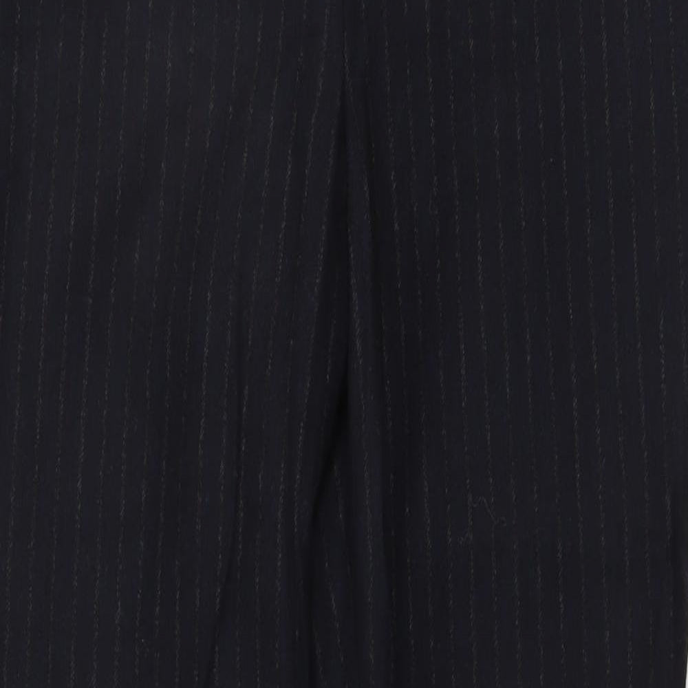 Marks and Spencer Womens Blue Striped Viscose Trousers Size 12 L30 in Regular Button