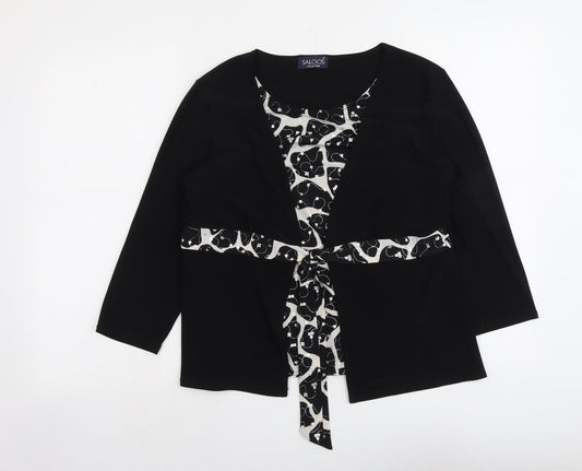 Saloos Womens Black Geometric Polyester Basic Blouse Size M Round Neck - Twin Set