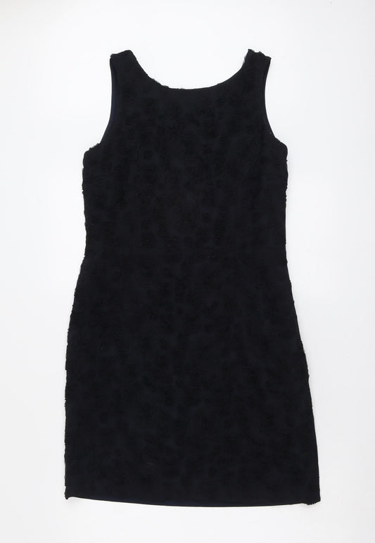 Avoca Womens Black Geometric Polyester A-Line Size 10 Round Neck Pullover