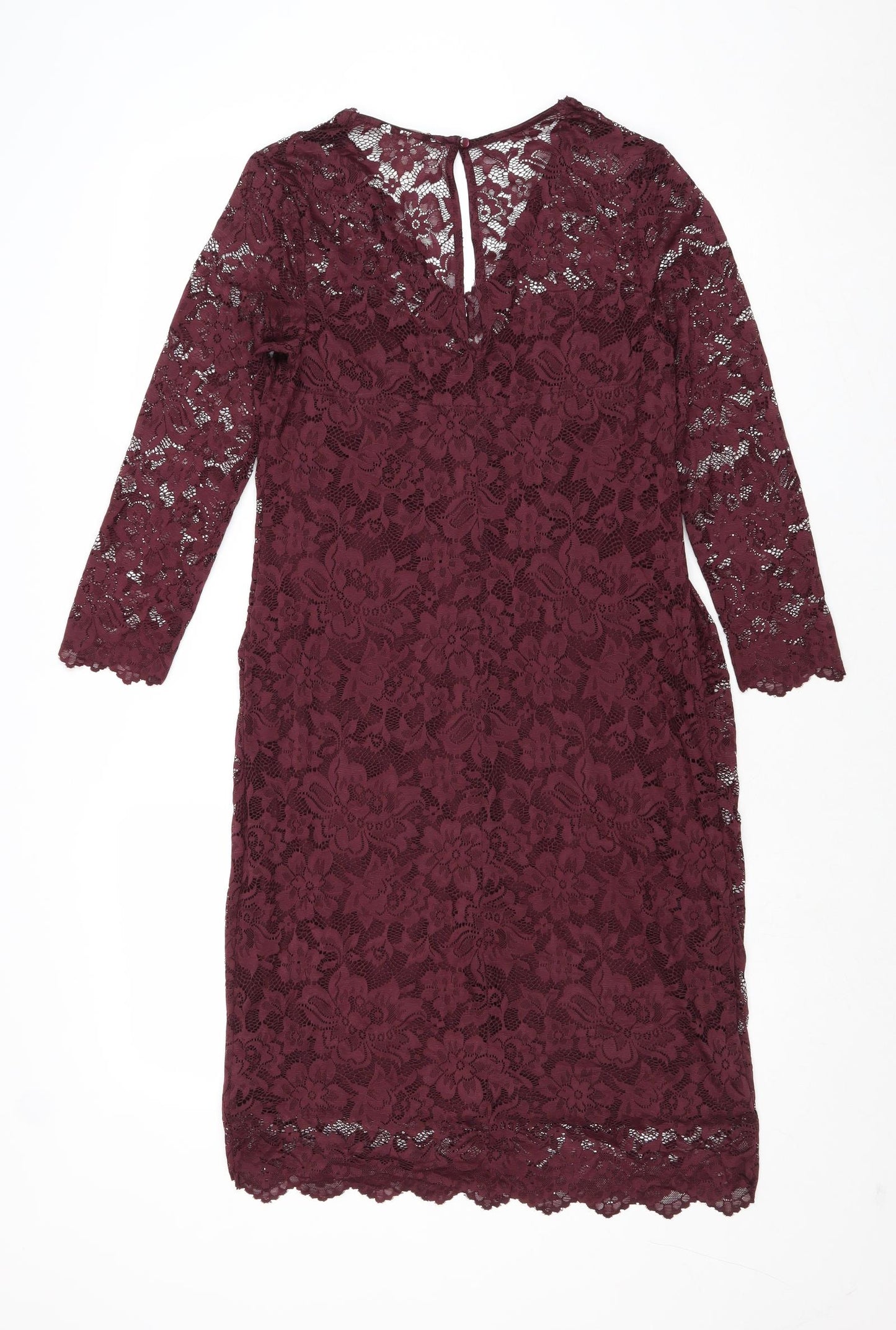 H&M Womens Purple Floral Polyamide A-Line Size M V-Neck Button