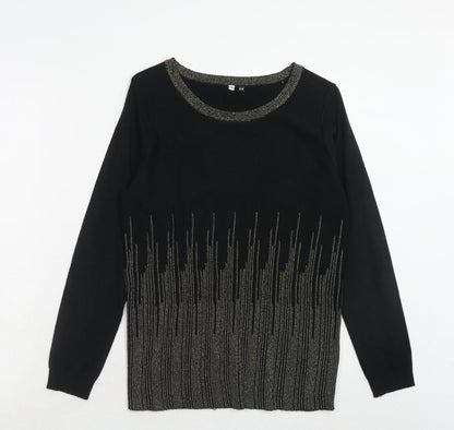 Intuition Womens Black Round Neck Acrylic Pullover Jumper Size 12
