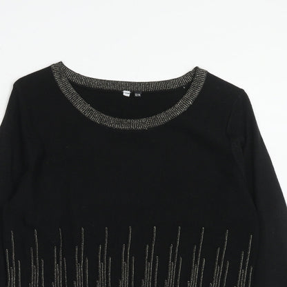 Intuition Womens Black Round Neck Acrylic Pullover Jumper Size 12