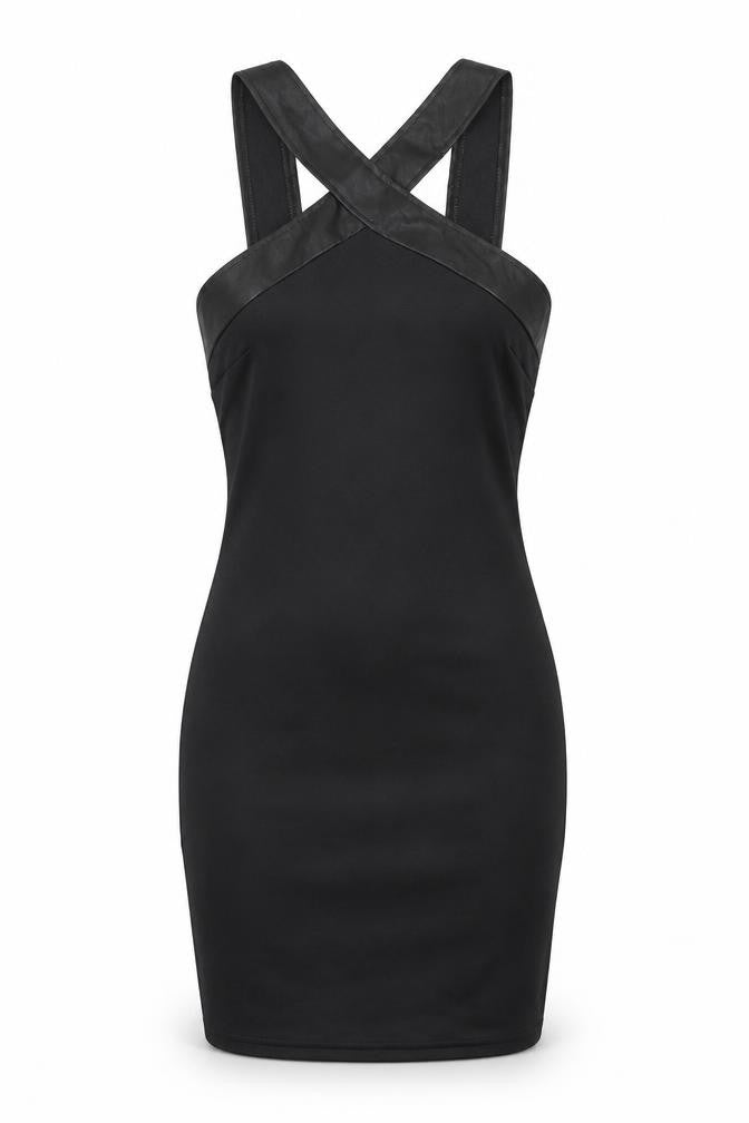 AX Paris Womens Black Polyester Bodycon Size 6 V-Neck Zip
