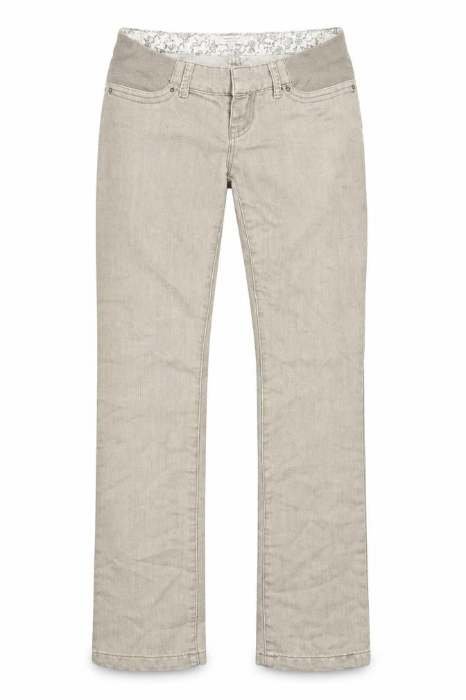 mamas & papas Womens Beige Cotton Straight Jeans Size 6 Regular Hook & Eye