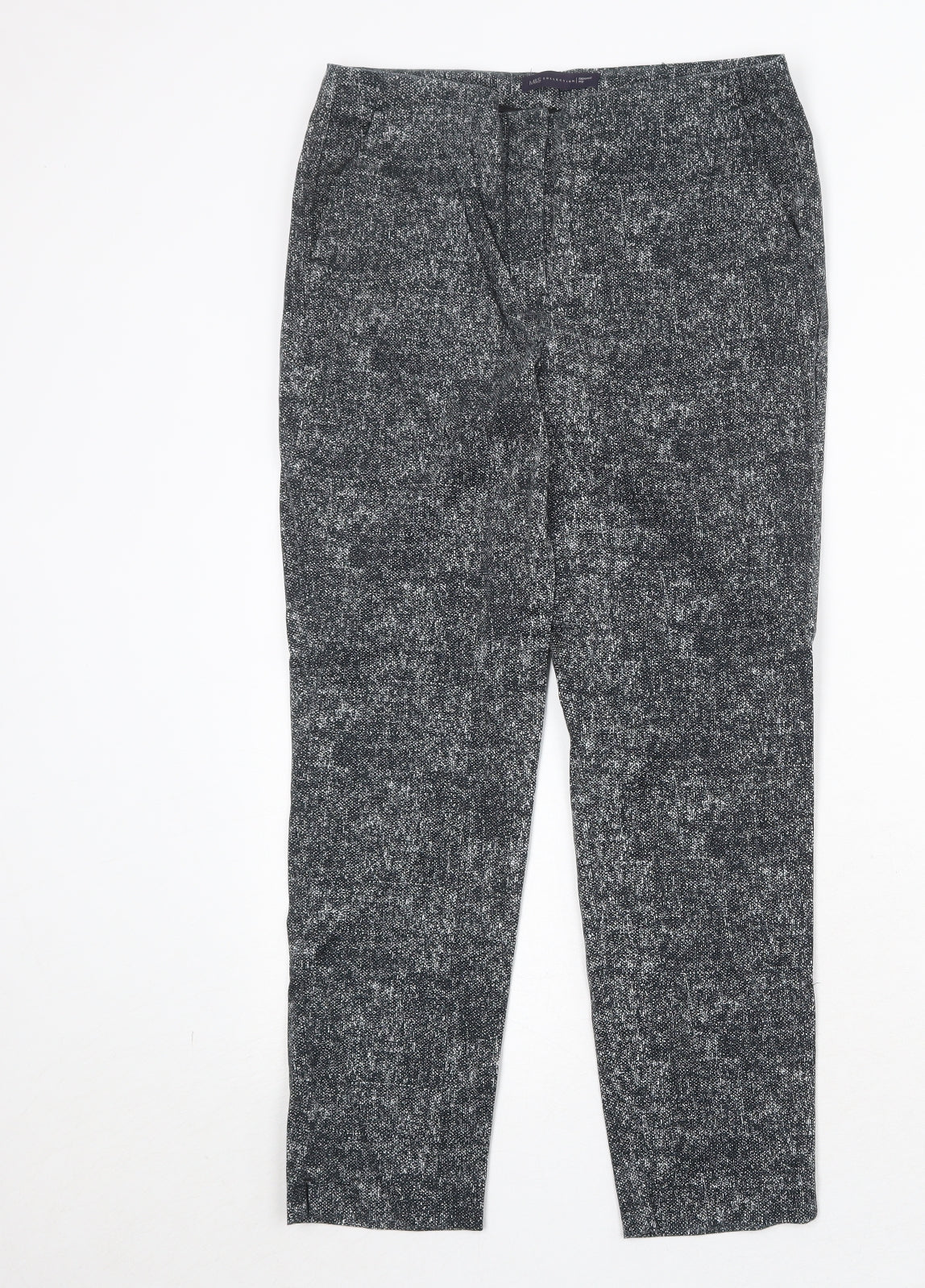 Marks and Spencer Womens Black Cotton Trousers Size 10 Regular Zip