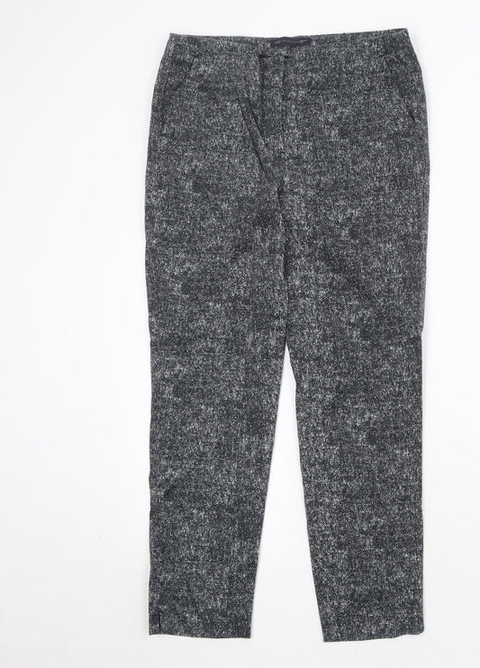 Marks and Spencer Womens Black Cotton Trousers Size 10 Regular Zip