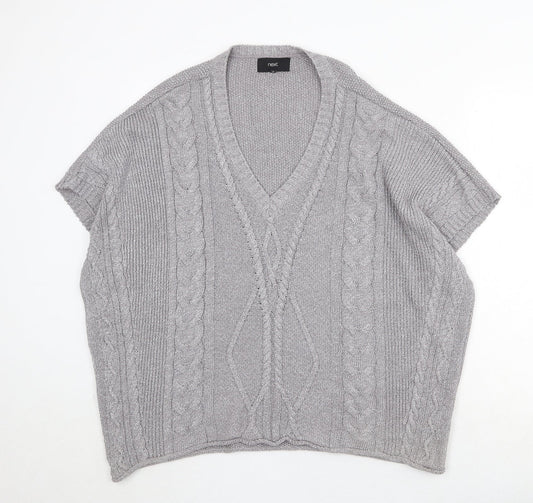 NEXT Womens Green V-Neck Cotton Pullover Jumper Size M