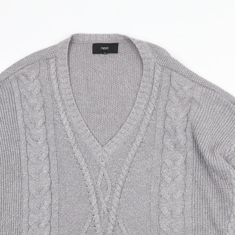 NEXT Womens Green V-Neck Cotton Pullover Jumper Size M