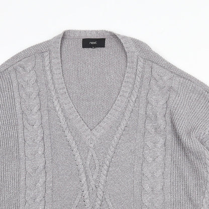 Next Womens Green V-Neck Cotton Pullover Jumper Size M