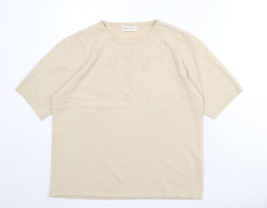Bonmarché Womens Beige Round Neck Acrylic Pullover Jumper Size M