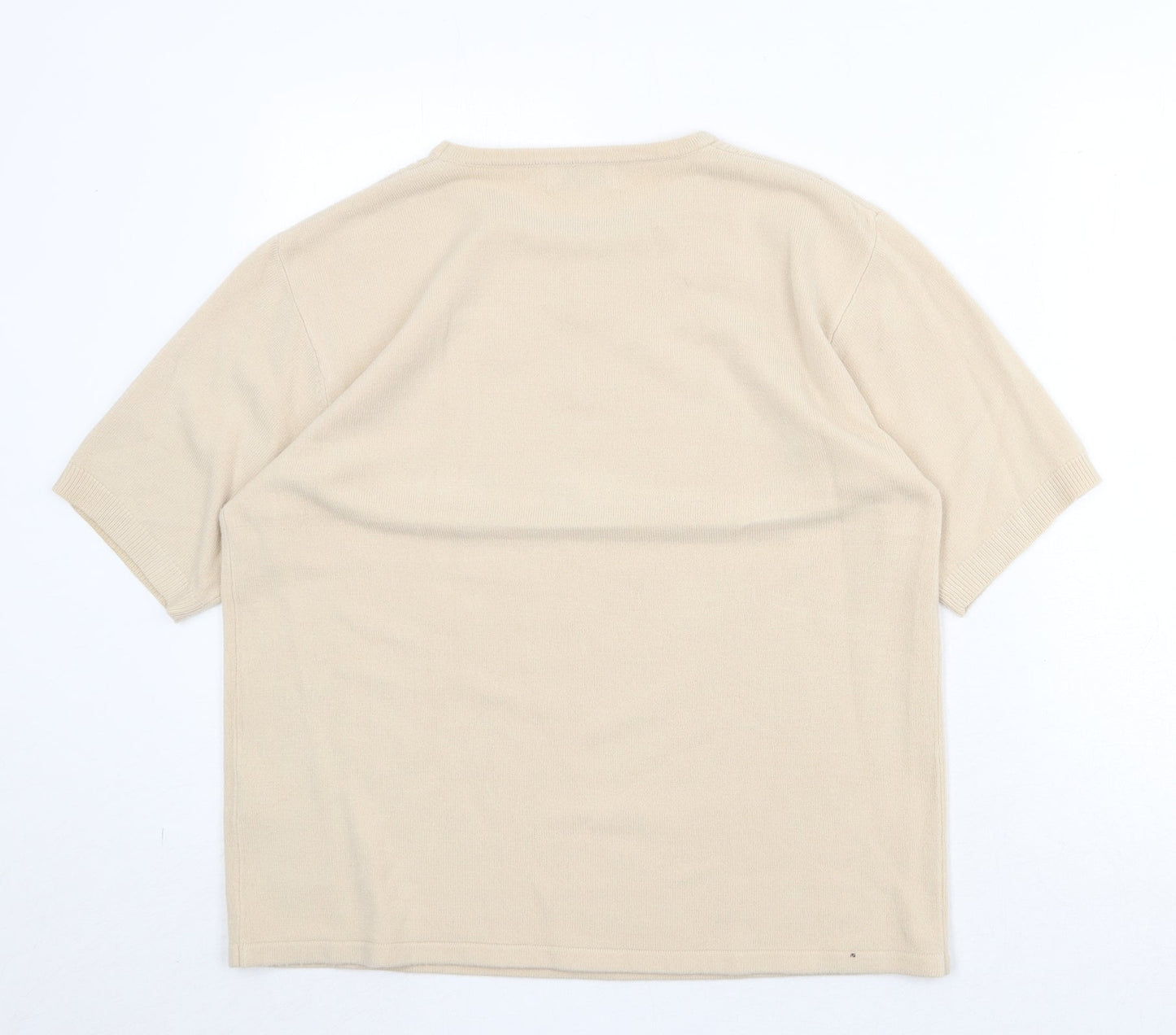 Bonmarché Womens Beige Round Neck Acrylic Pullover Jumper Size M