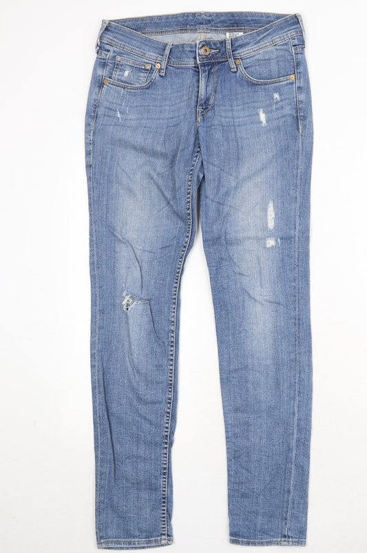 H&M Womens Blue Cotton Skinny Jeans Size 27 in Regular Zip