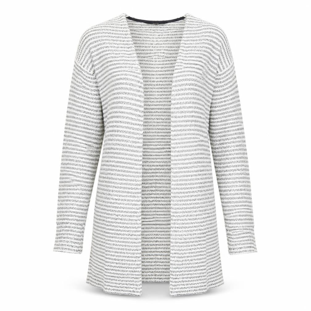 NEXT Womens White V-Neck Striped Polyester Cardigan Jumper Size 8