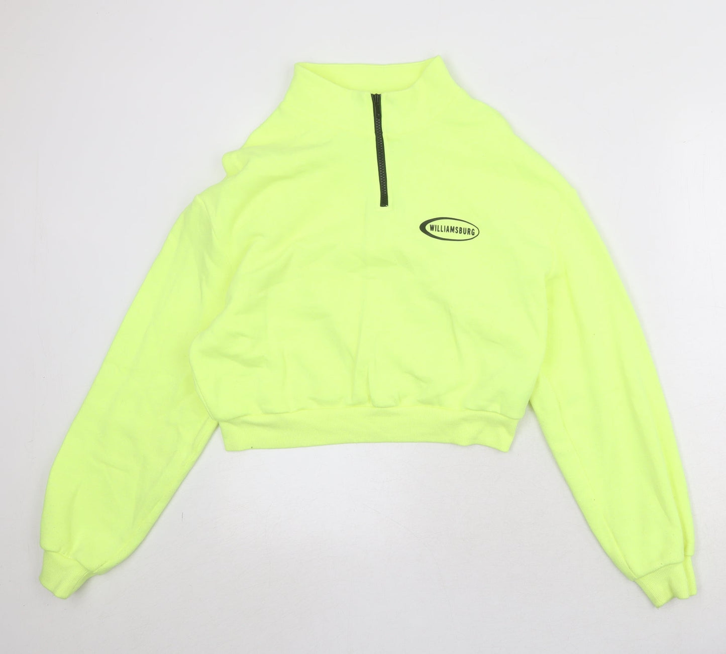 Divided by H&M Womens Yellow Cotton Pullover Sweatshirt Size M Zip - Williamsburg